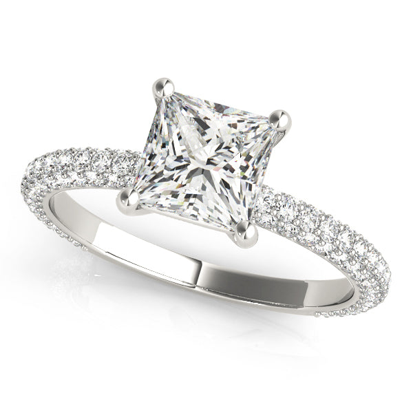 Platinum Pave Diamond Engagement Ring 1 CT
