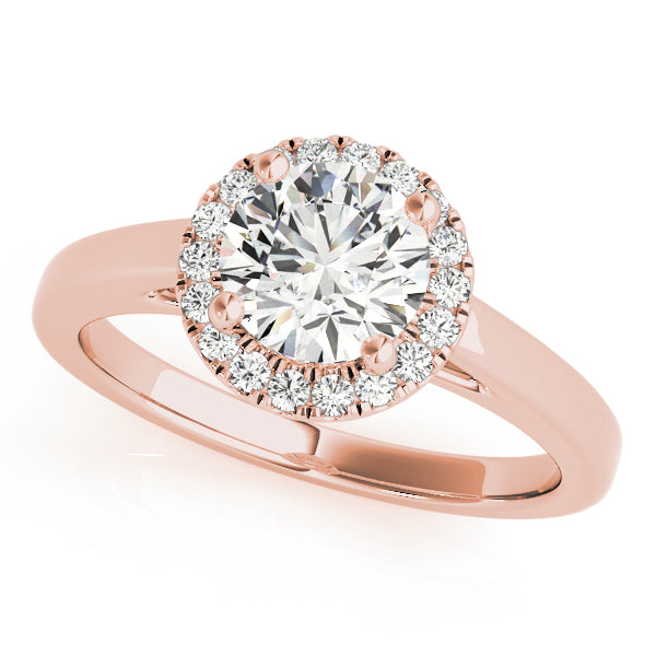 18K Rose Gold 1 CT Diamond Halo Engagement Ring