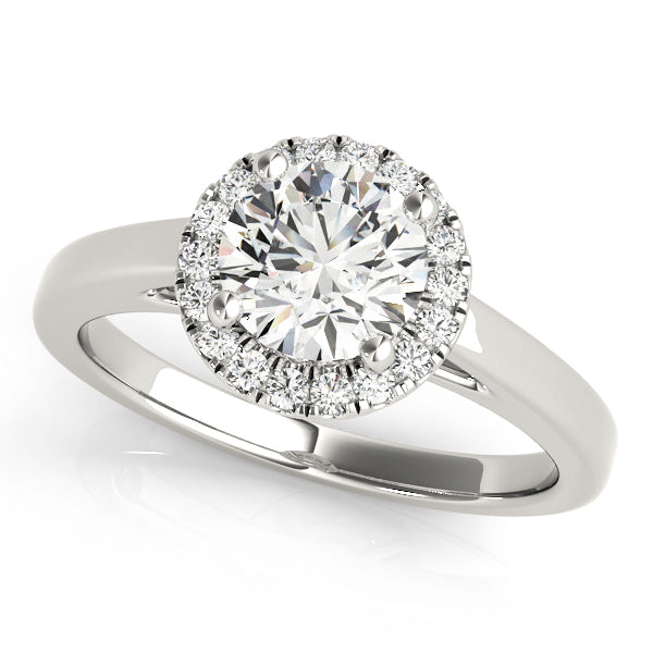 14K White Gold Round Diamond Halo Engagement Ring