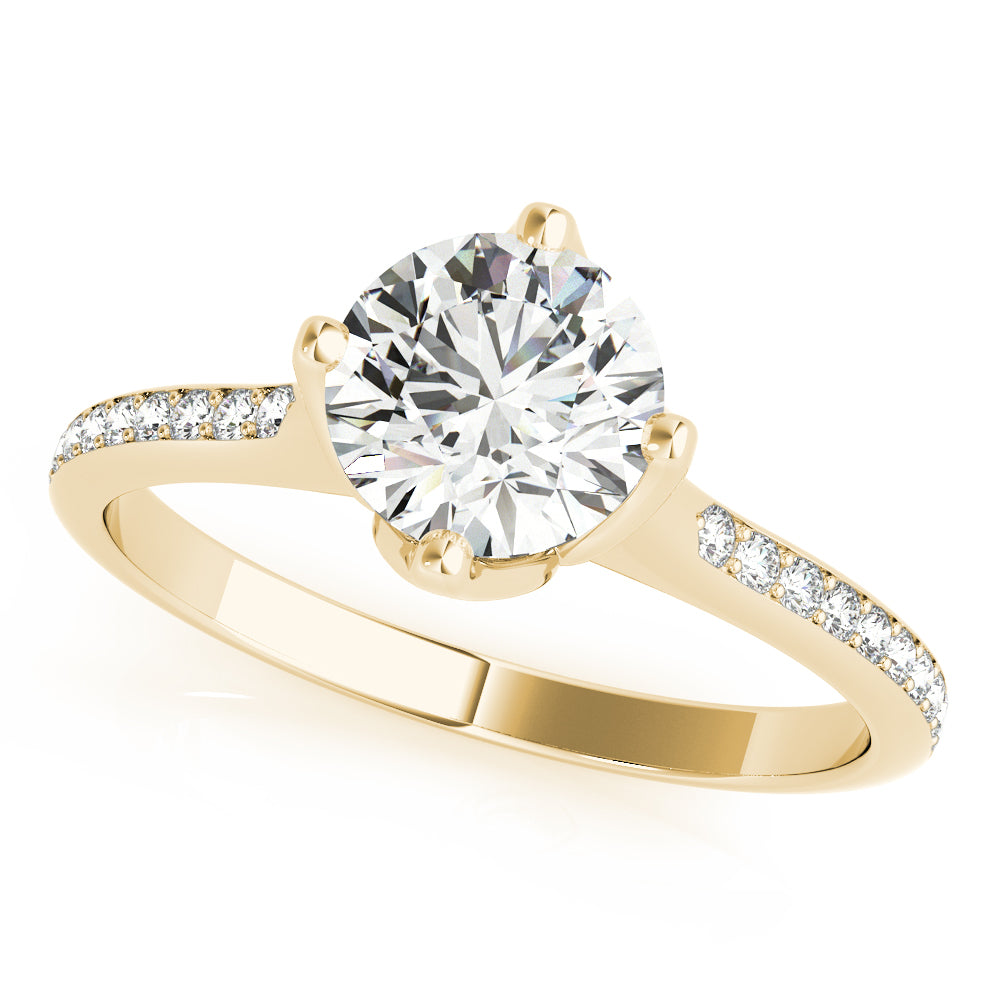 14K Yellow Gold Round Diamond Engagement Ring