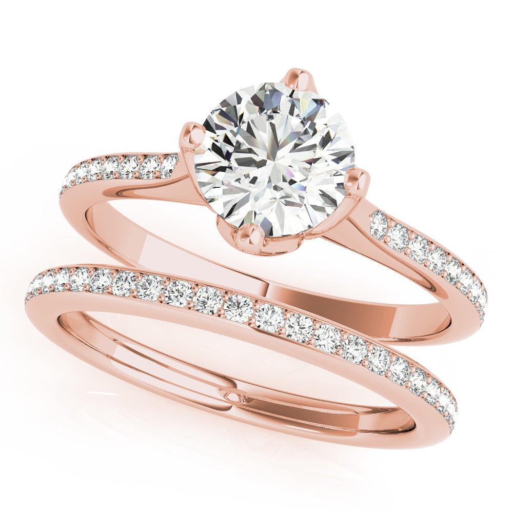 Rose Gold 1 ct Diamond Single Row Engagement Ring