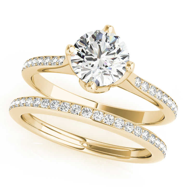 14K Yellow Gold Round Diamond Engagement Ring