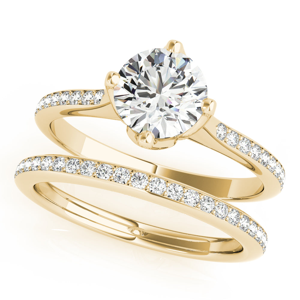 18K Yellow Gold 1 CT Diamond Single Row Engagement Ring