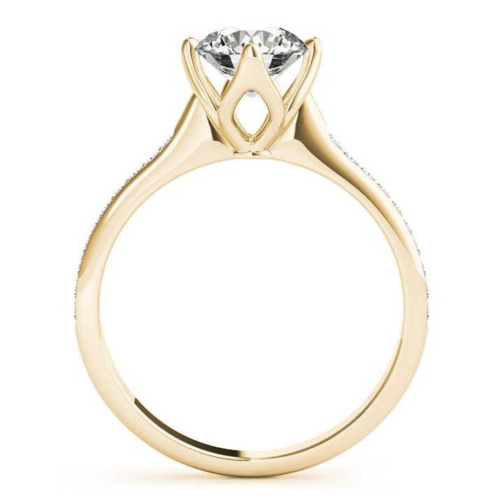 18K Yellow Gold 1 CT Diamond Single Row Engagement Ring