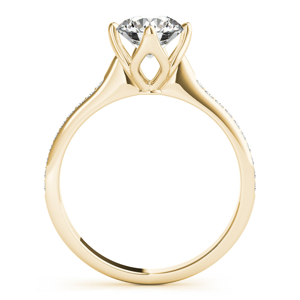 14K Yellow Gold Round Diamond Engagement Ring