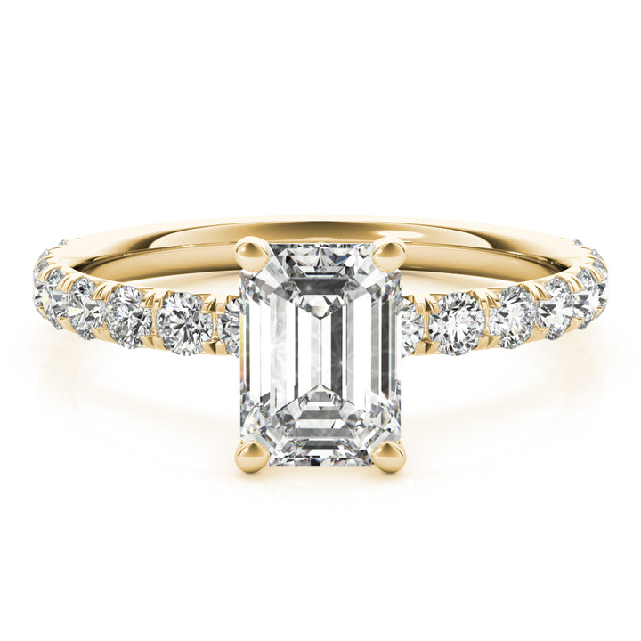 18K Yellow Gold Emerald Diamond Engagement Ring