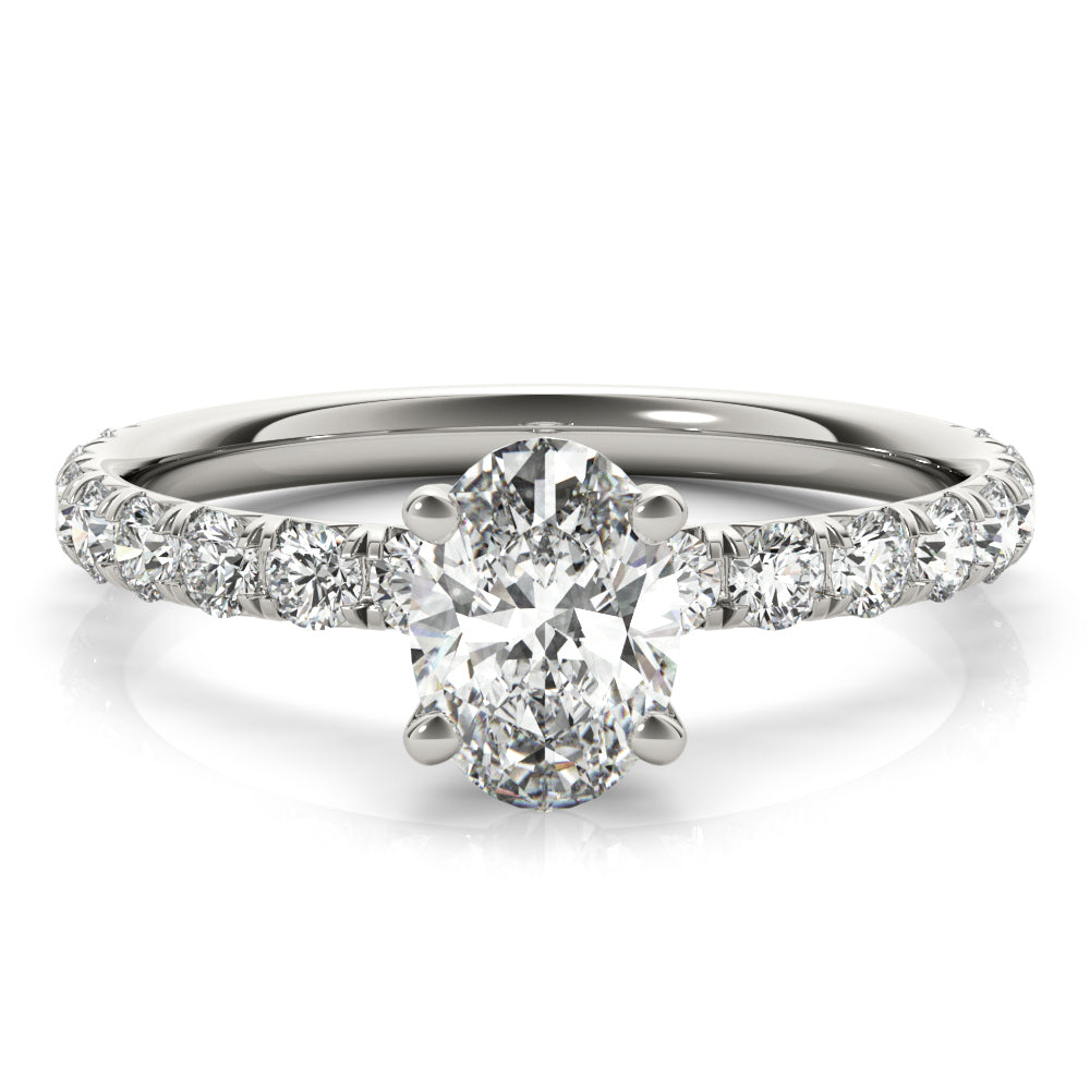 18K White Gold Diamond Single Row Engagement Ring