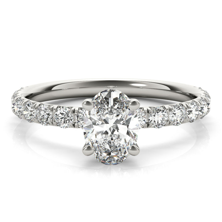 18K White Gold Diamond Single Row Engagement Ring