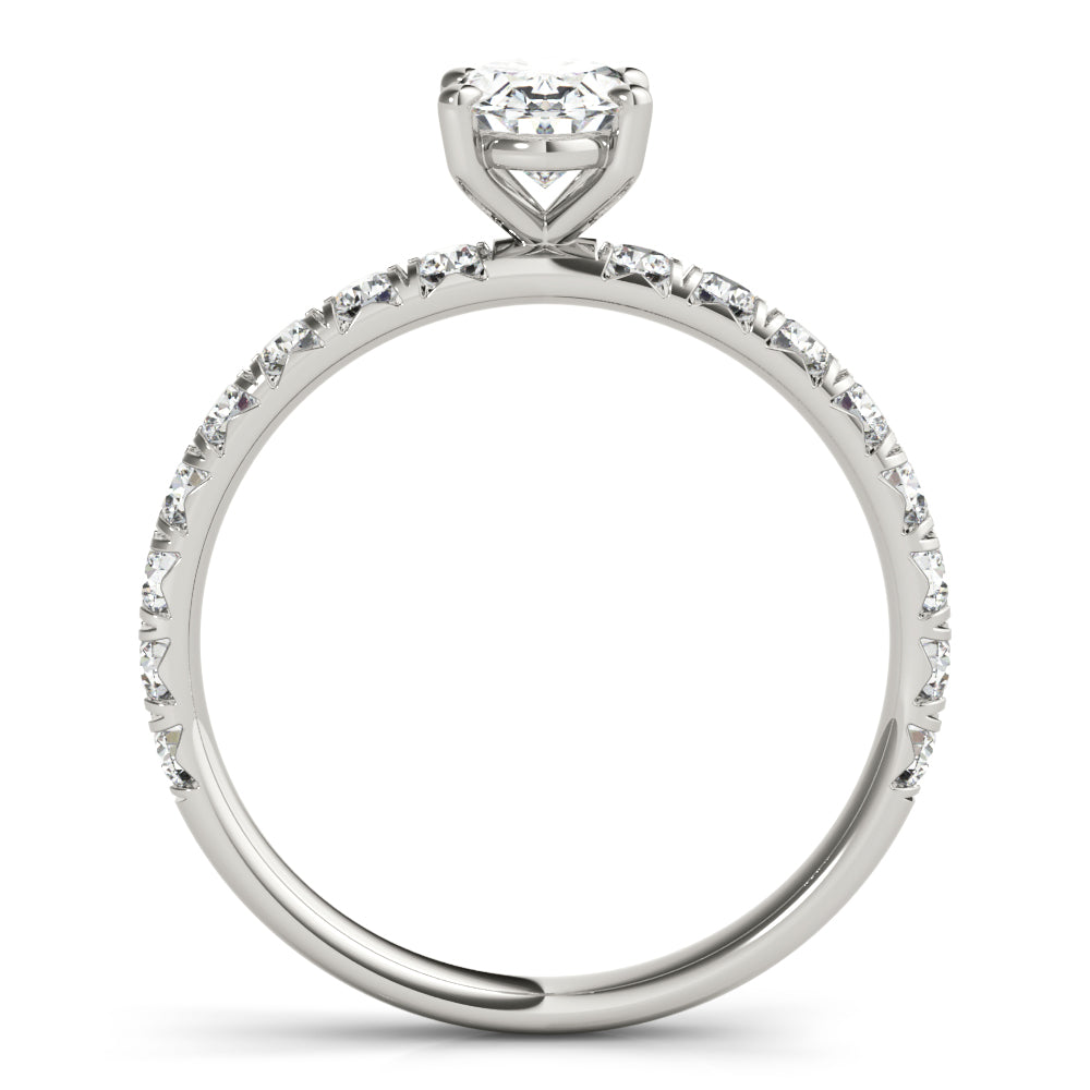 18K White Gold Diamond Single Row Engagement Ring