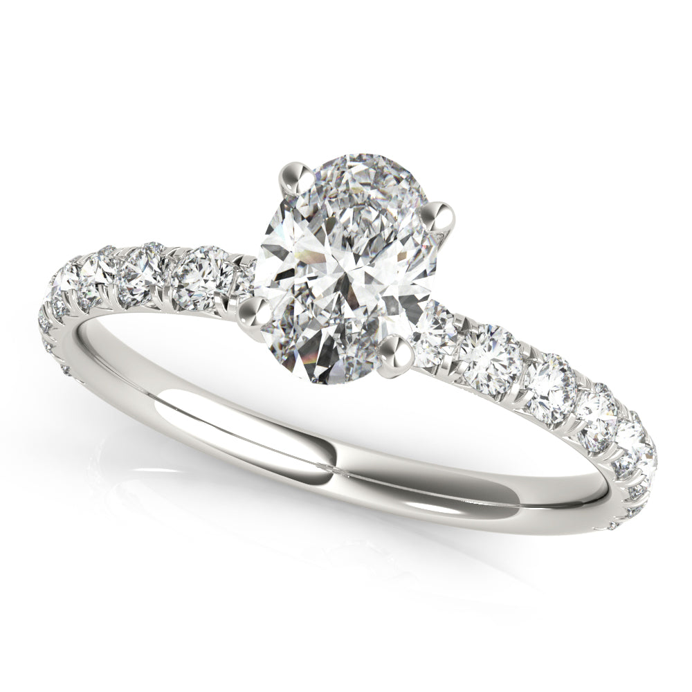 18K White Gold Diamond Single Row Engagement Ring