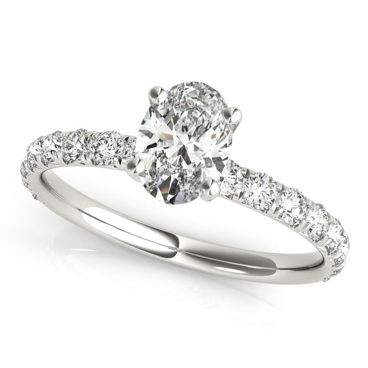 18K White Gold Diamond Single Row Engagement Ring