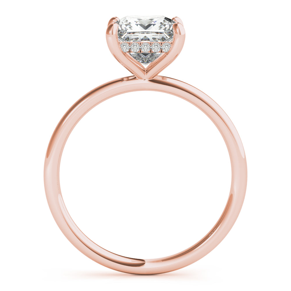 14K Rose Gold Diamond Halo Engagement Ring