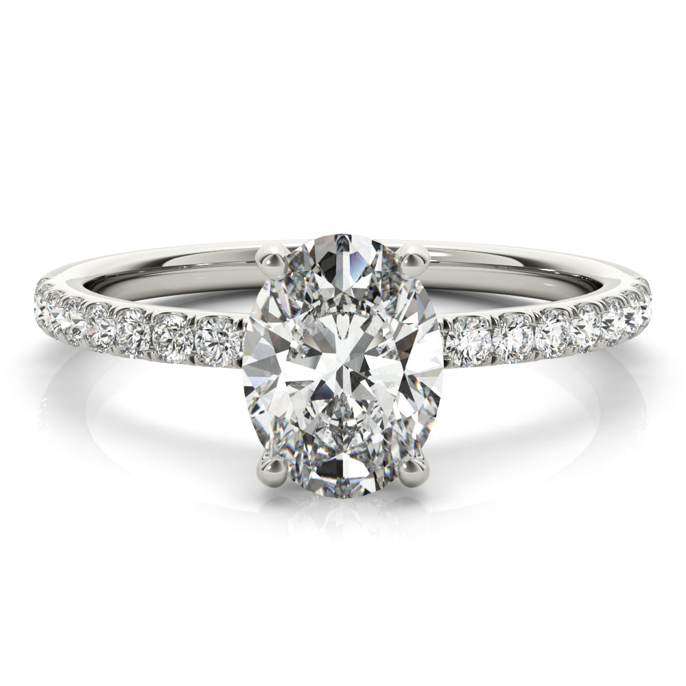 Platinum Oval Diamond Halo Engagement Ring 1/3 ctw