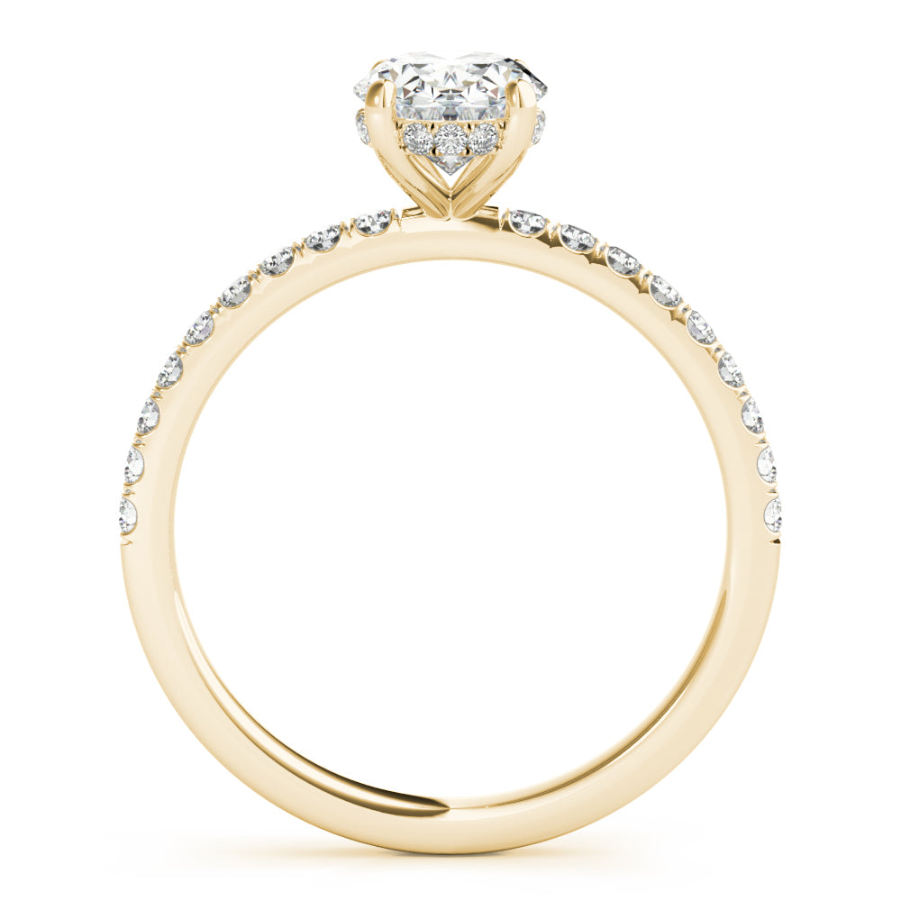 14K Yellow Gold Oval Diamond Engagement Ring with Halo