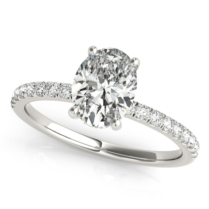 18K White Gold Oval Diamond Halo Engagement Ring