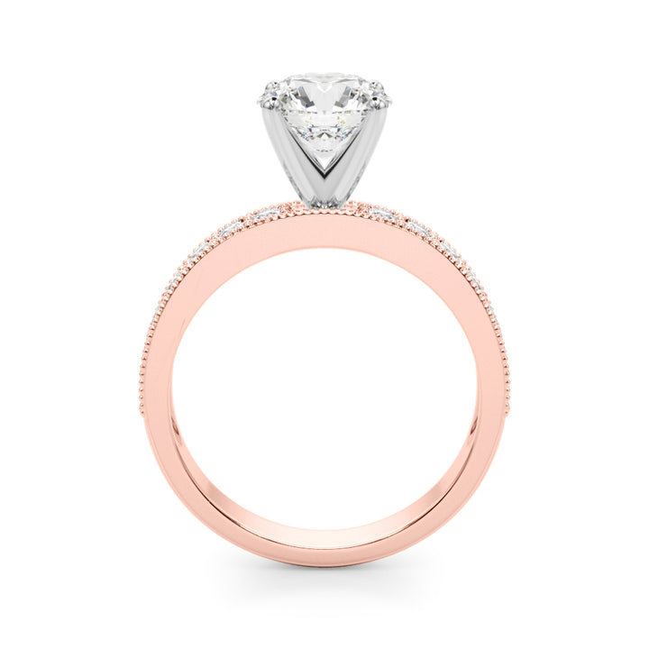 14K Rose Gold Round Diamond Single Row Ring