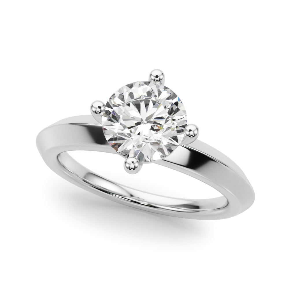 14K White Gold 1ct Round Diamond Solitaire Ring