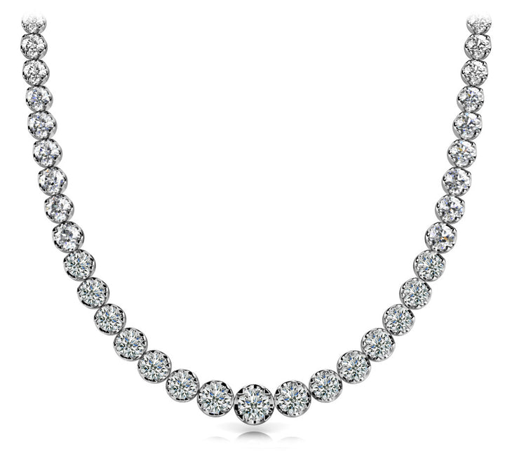 14K White Gold Diamond Graduated Necklace