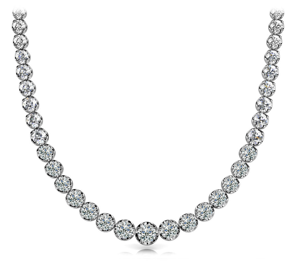 18K White Gold Round Diamond Fashion Necklace