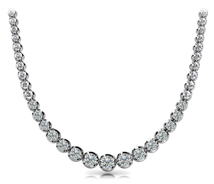 14K White Gold Diamond Graduated Necklace