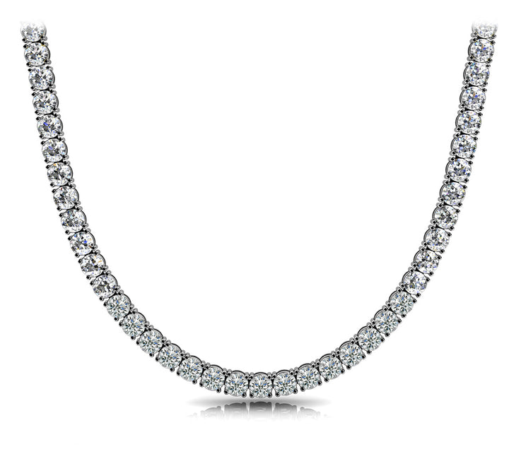 14K White Gold Diamond Riviera Necklace