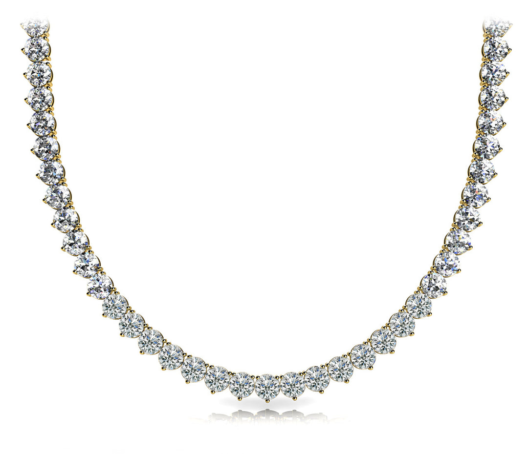 18K Yellow Gold Round Diamond Fashion Necklace