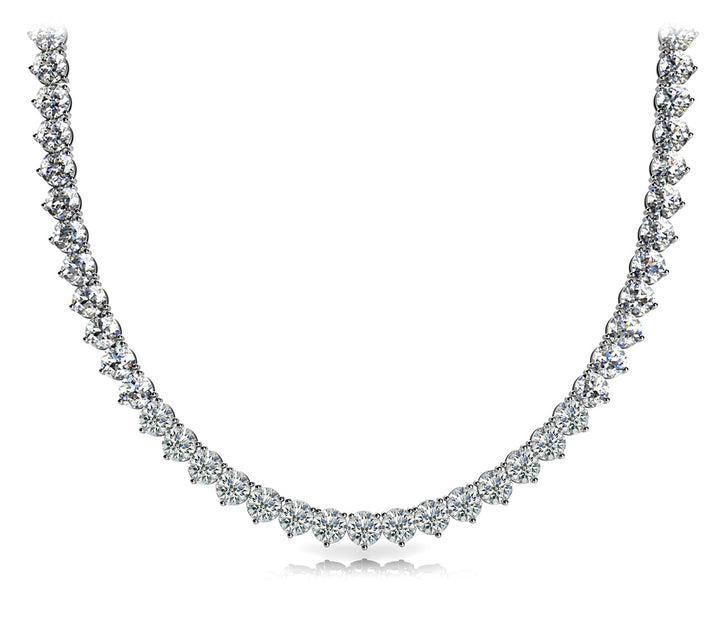 14K White Gold Diamond Riviera Necklace