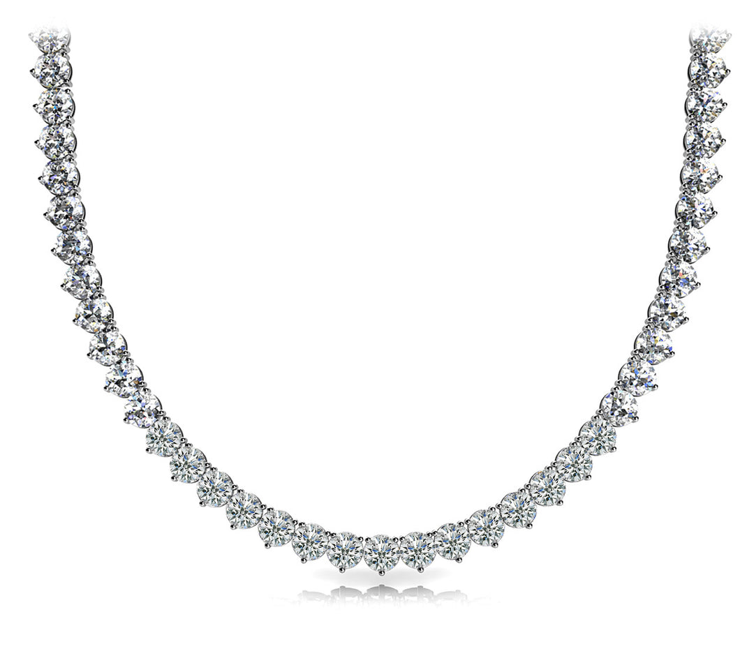 Platinum 10+ CT Diamond Riviera Statement Necklace