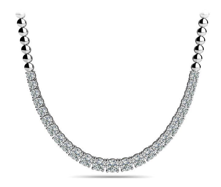 14K White Gold Round Diamond Fashion Necklace