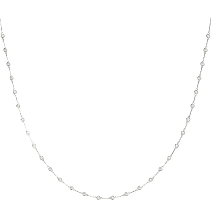 18K White Gold Diamond Chain Pendant Necklace