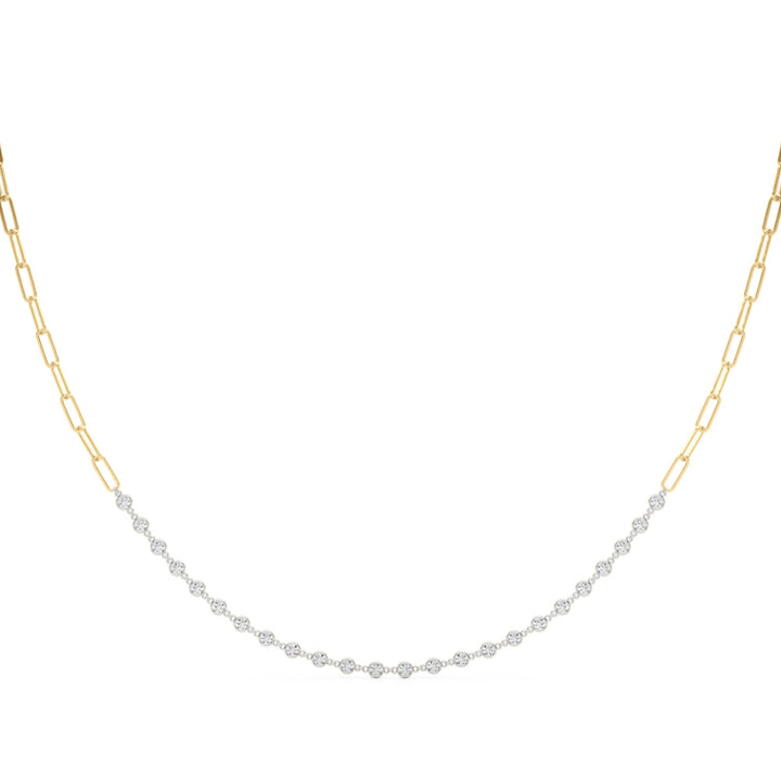 14K Yellow Gold Diamond Paper Clip Necklace