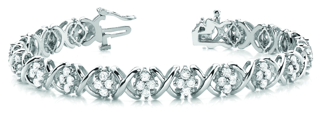 Platinum White Diamond Fashion Tennis Bracelet