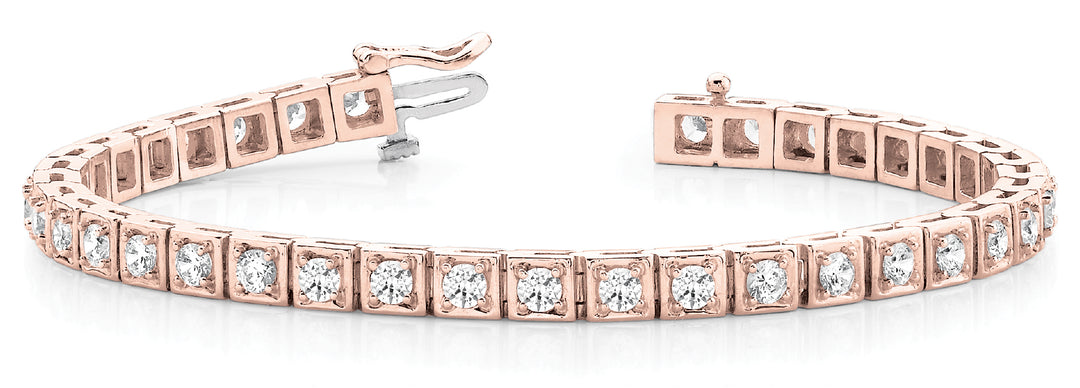 14K Rose Gold 1ctw Diamond In-Line Bracelet