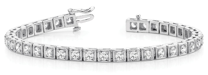 Round Diamond In Line Fashion Bracelet