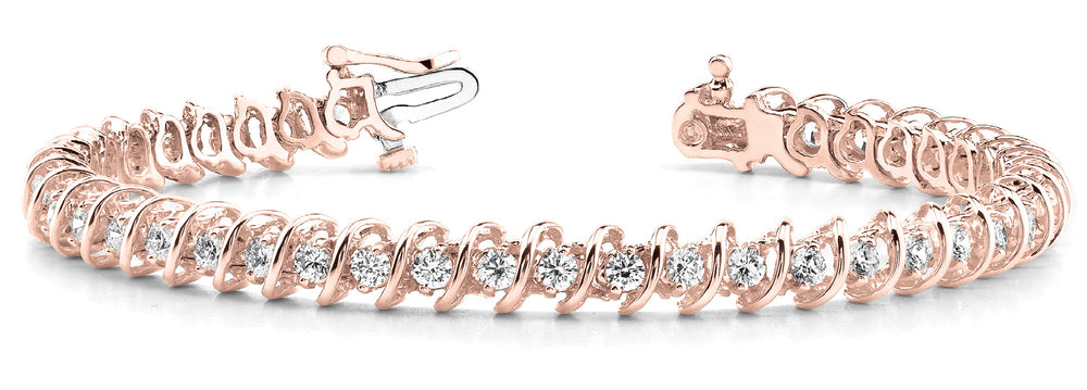 Rose Gold 1/2 CT Diamond S-Link Fashion Bracelet