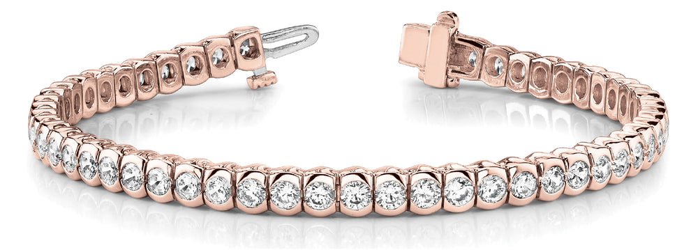 14K Rose Gold 3ctw Round Diamond Line Bracelet