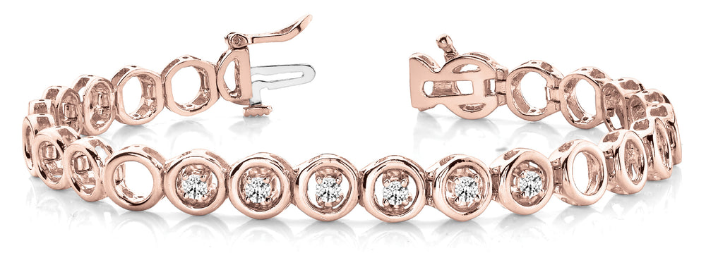 18K Rose Gold 1/4 CT Diamond Line Bracelet
