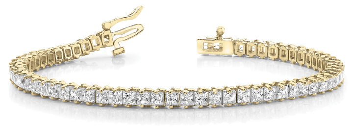 18K Yellow Gold Square Diamond Tennis Bracelet