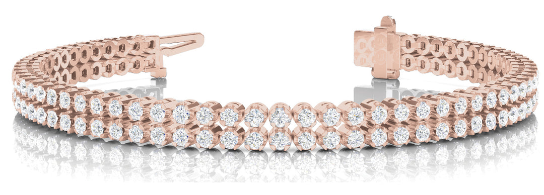 Rose Gold 3.85 ct Diamond Multi-Row Tennis Bracelet