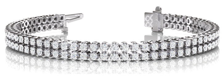 18K White Gold Diamond Multi-Row Tennis Bracelet