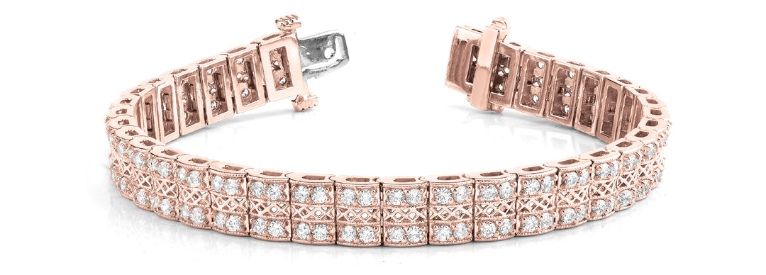 18K Rose Gold 2.25 CT Multi-Row Diamond Bracelet
