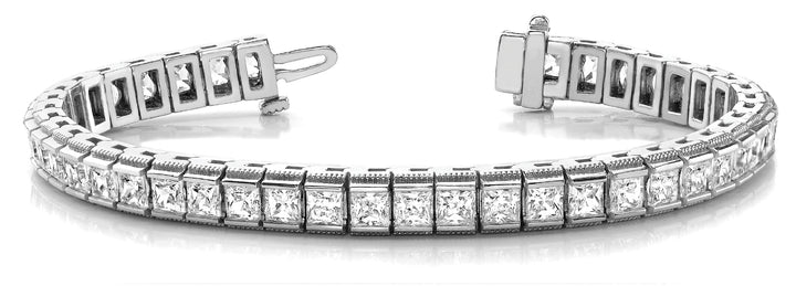 Platinum 8 CT Square Diamond Line Bracelet
