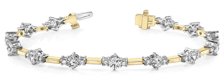 18K Yellow Gold Diamond Fashion Tennis Bracelet