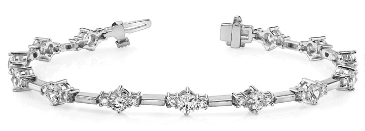 14K White Gold Round Diamond Fashion Bracelet