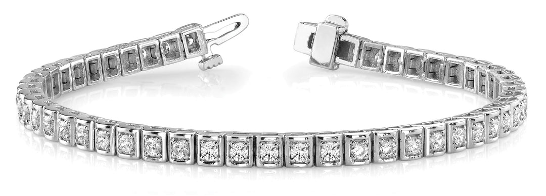 Platinum White Diamond In-Line Tennis Bracelet