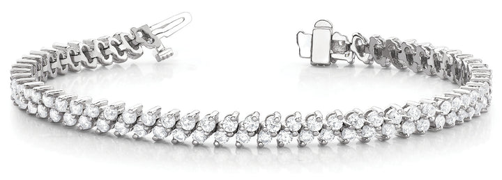 14K White Gold 4ct Diamond Multi-Row Bracelet