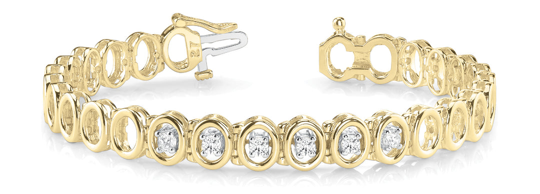 14K Yellow Gold Round Diamond Fashion Bracelet