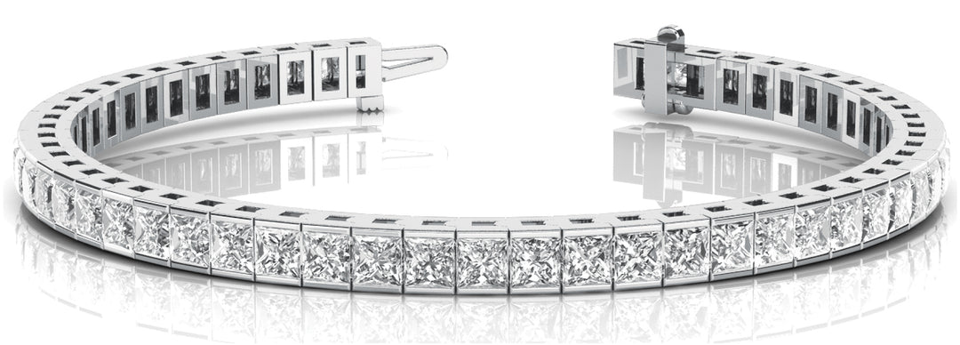 Platinum White 10.71ctw Square Diamond Bracelet