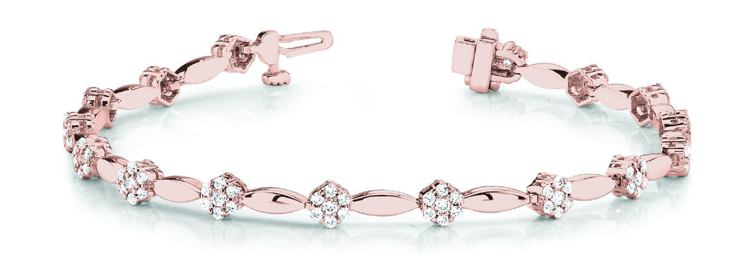 14K Rose Gold Multi-Diamond Fashion Bracelet