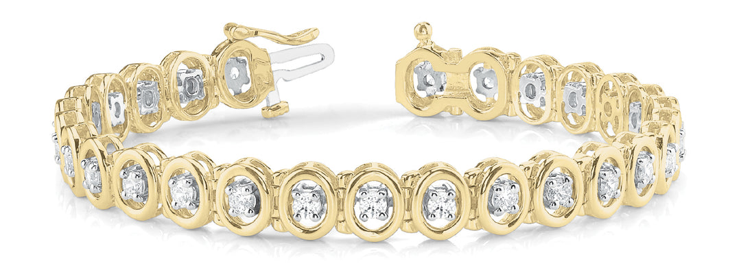 14K Yellow Gold Diamond Tennis Bracelet